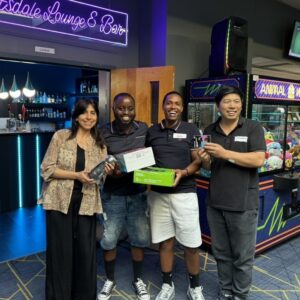 bowling party and pizza delta office celebrating 30 years